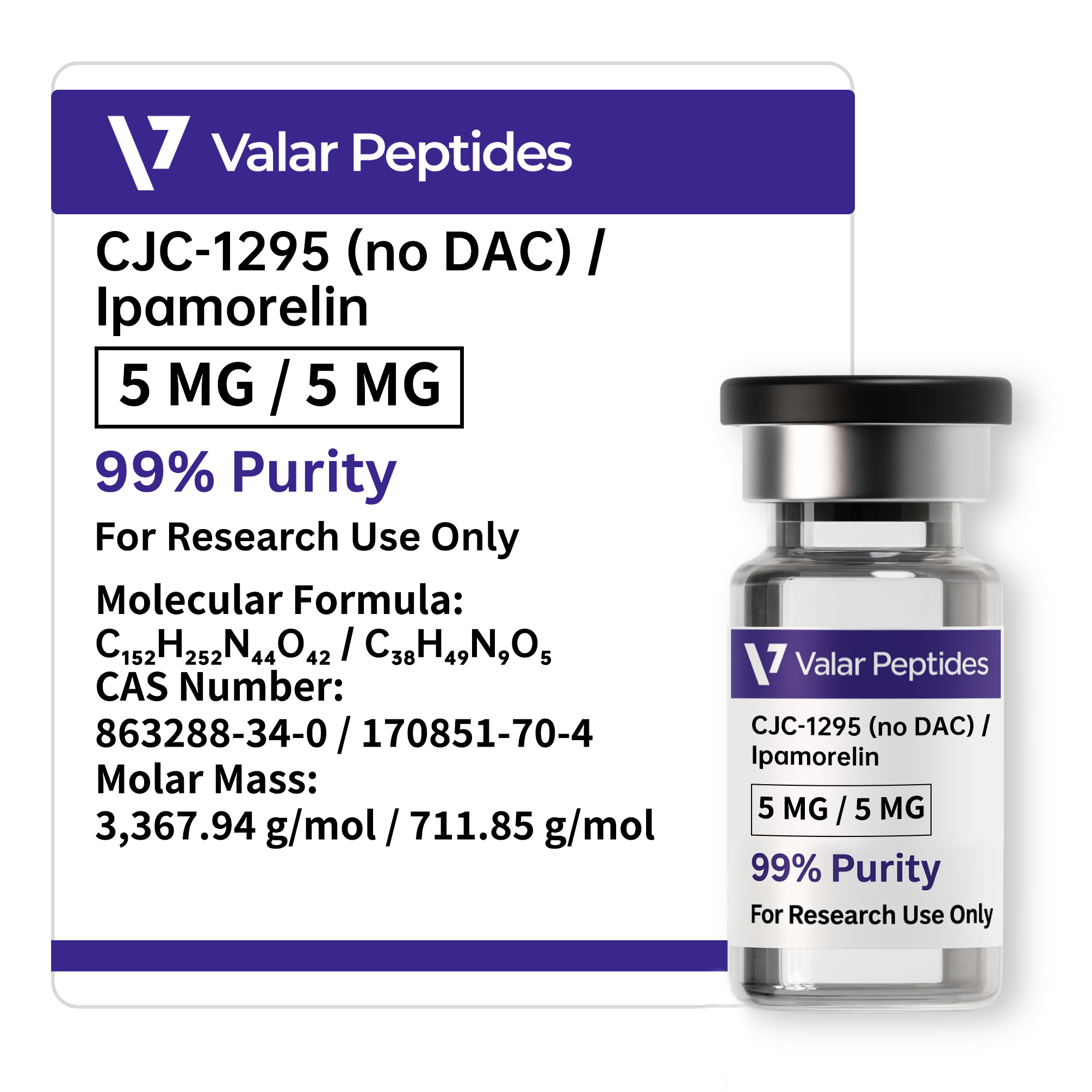 Buy CJC-1295 (No DAC) / Ipamorelin Blend (5mg/5mg) | Dual Growth Hormone Peptides